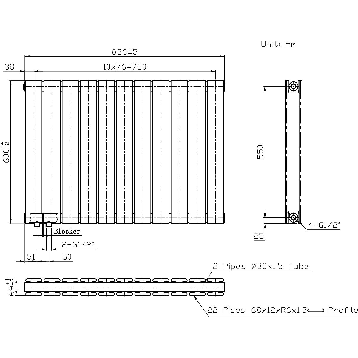 Calorifer, radiator Dublu din otel, Alb sau Antracit, 84, 107, 123 cm, Ego- Alesia, Living sau Camera