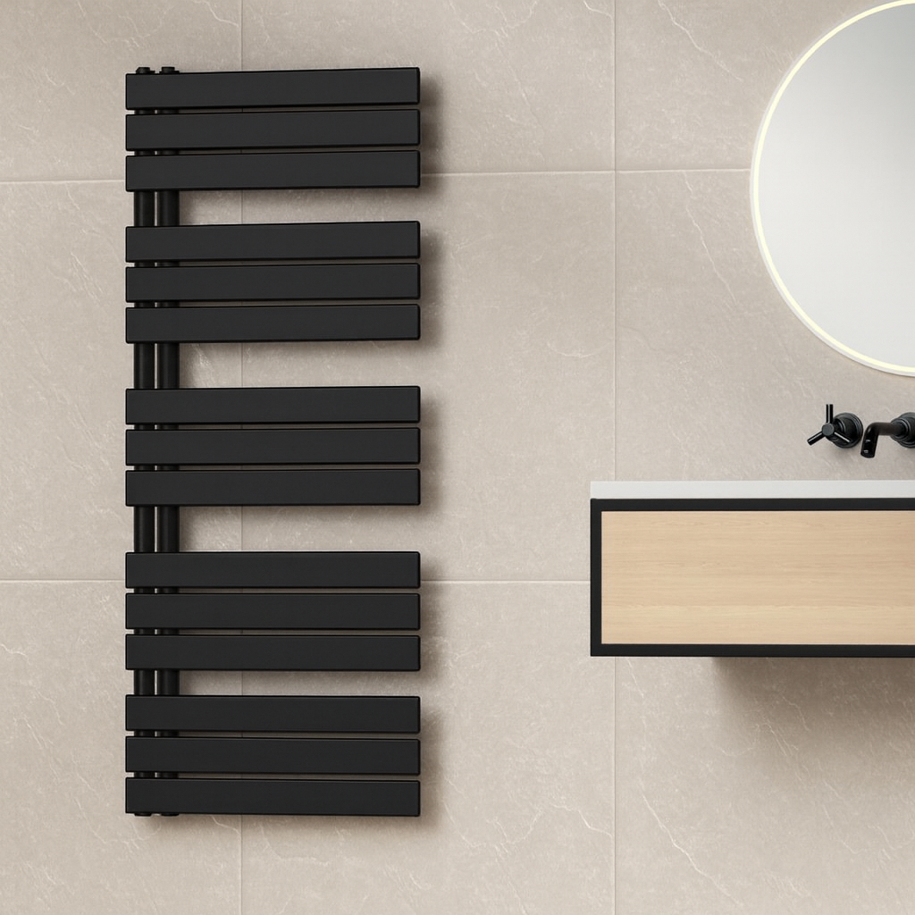 Calorifer, Radiator portprosop din otel, Negru Mat, Dimensiune: 140x60 cm, Nasim