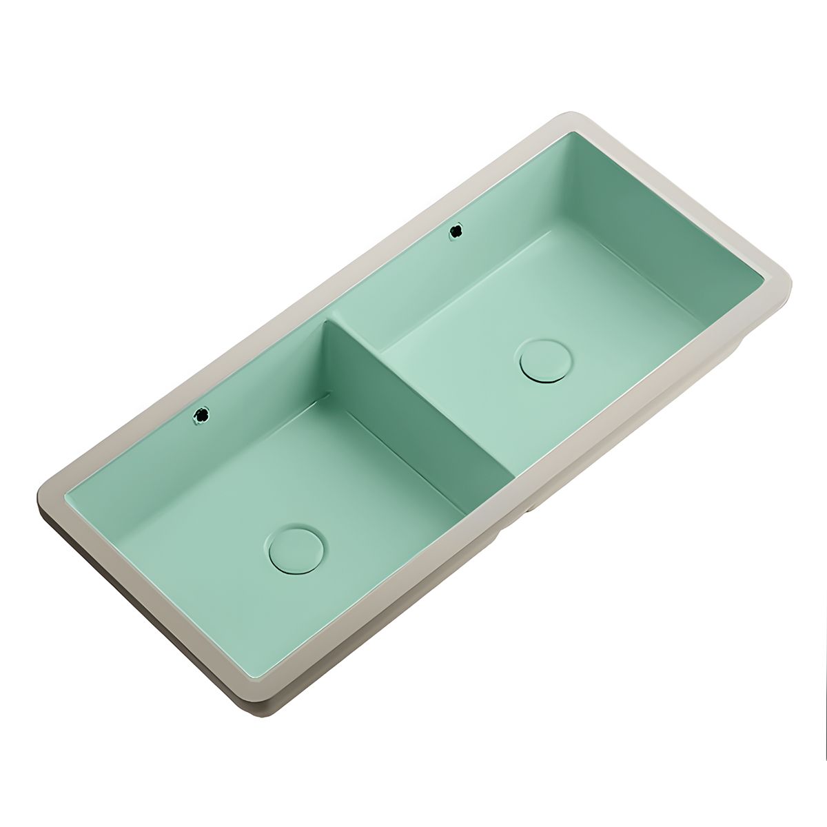 Chiuveta bucatarie dubla, 2 cuve, Verde Mint Mat, Power Color, montaj incastrat sub blat, 88x39 cm, Serena