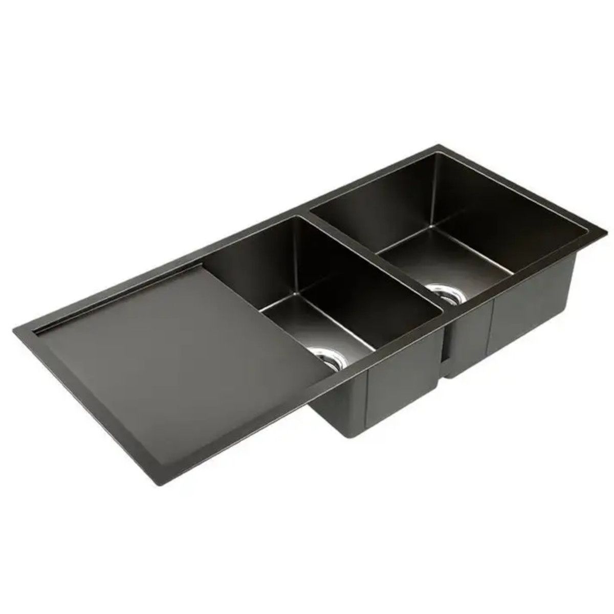Chiuveta Bucatarie, Statie Lucru, Acoperire Nano, 2 cuve, adancime 19 cm, otel inoxidabil, Gun Grey, 100x45 cm, Vania