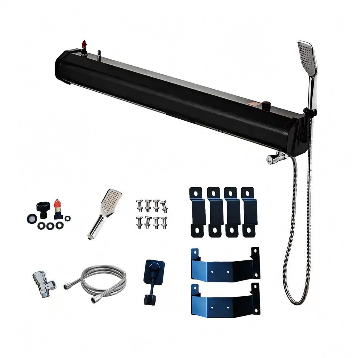 Dus solar Auto, Camping, Portabil, capacitate 30 litri, dus de mana si pistol off-road, Negru, Cordoba