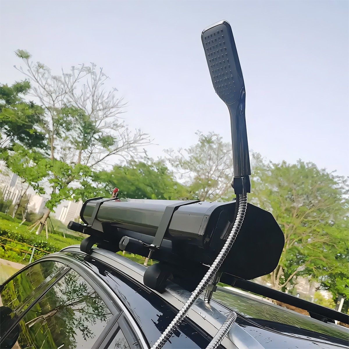 Dus solar Auto, Camping, Portabil, capacitate 30 litri, dus de mana si pistol off-road, Negru, Cordoba