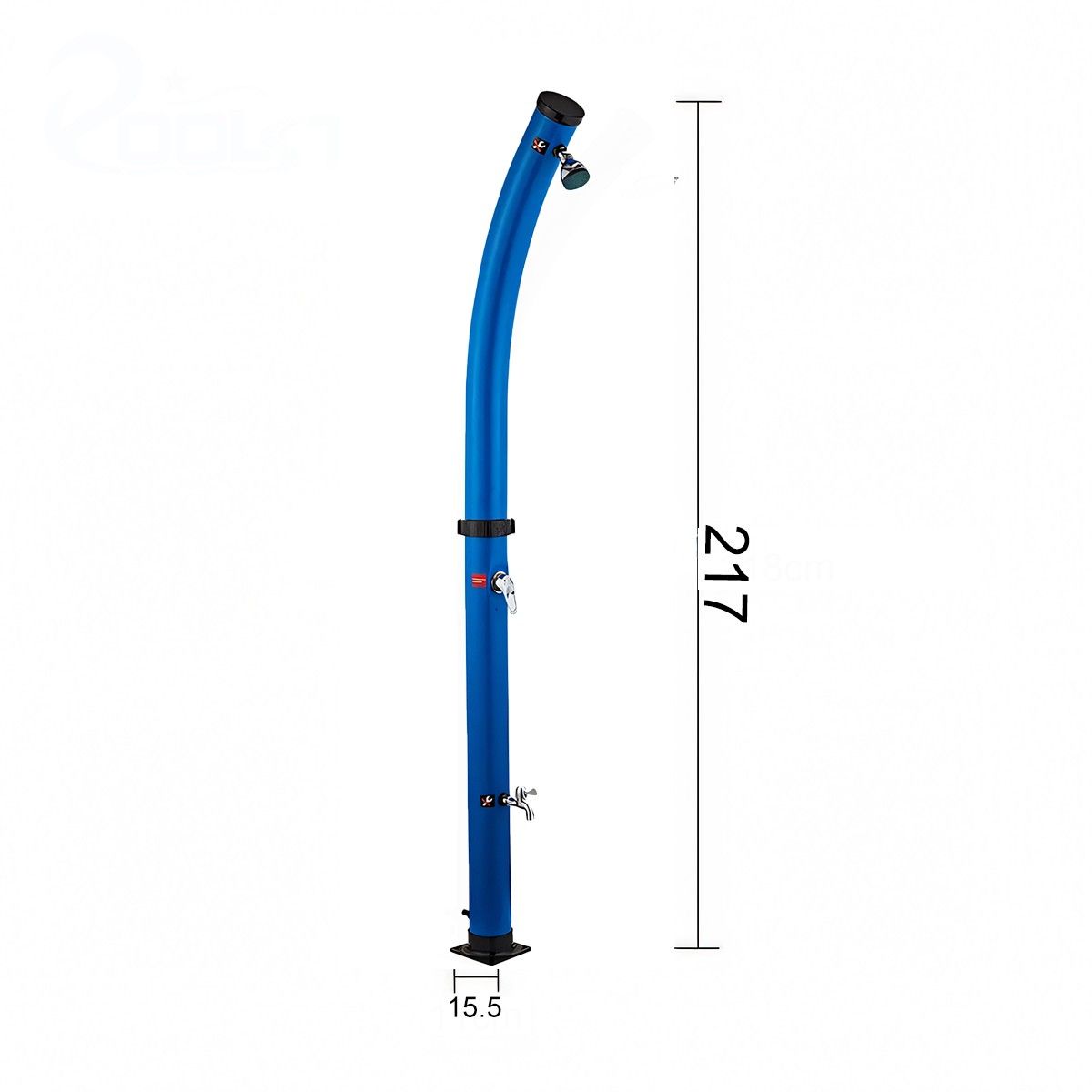 Dus solar pentru gradina si piscina, 20 Litri, robinet pentru picioare, cap de dus tip ploaie, PVC+ABS, Albastru, Sevilia