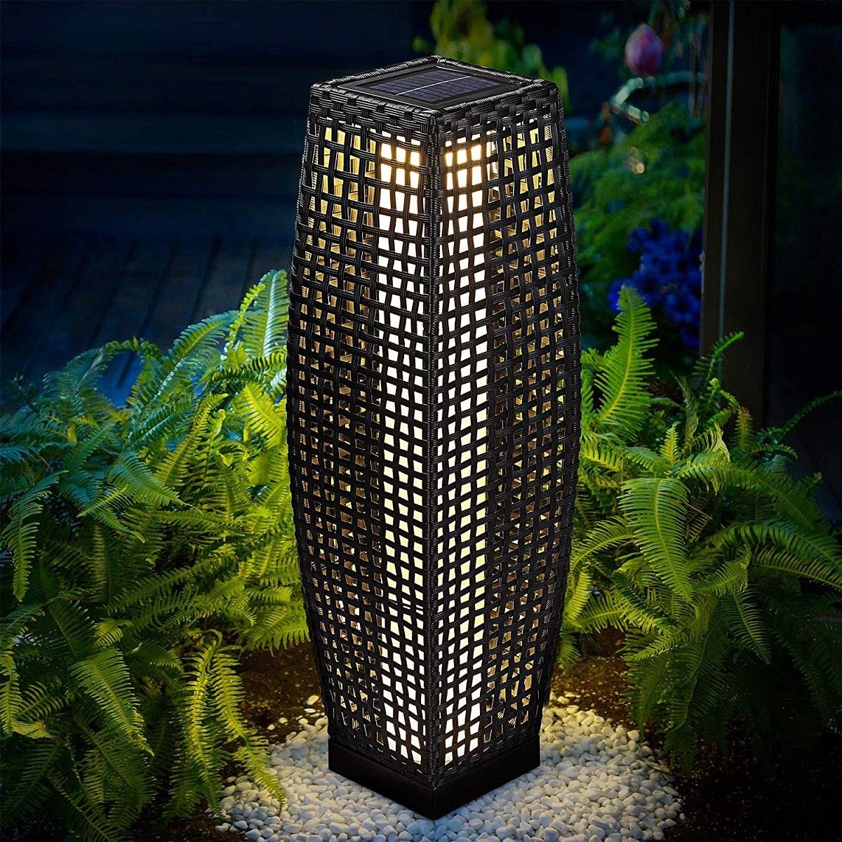 Lampa solara din poliratan, senzor amurg, baterie inclusa, protectie IP44, 80 cm, Evelyn