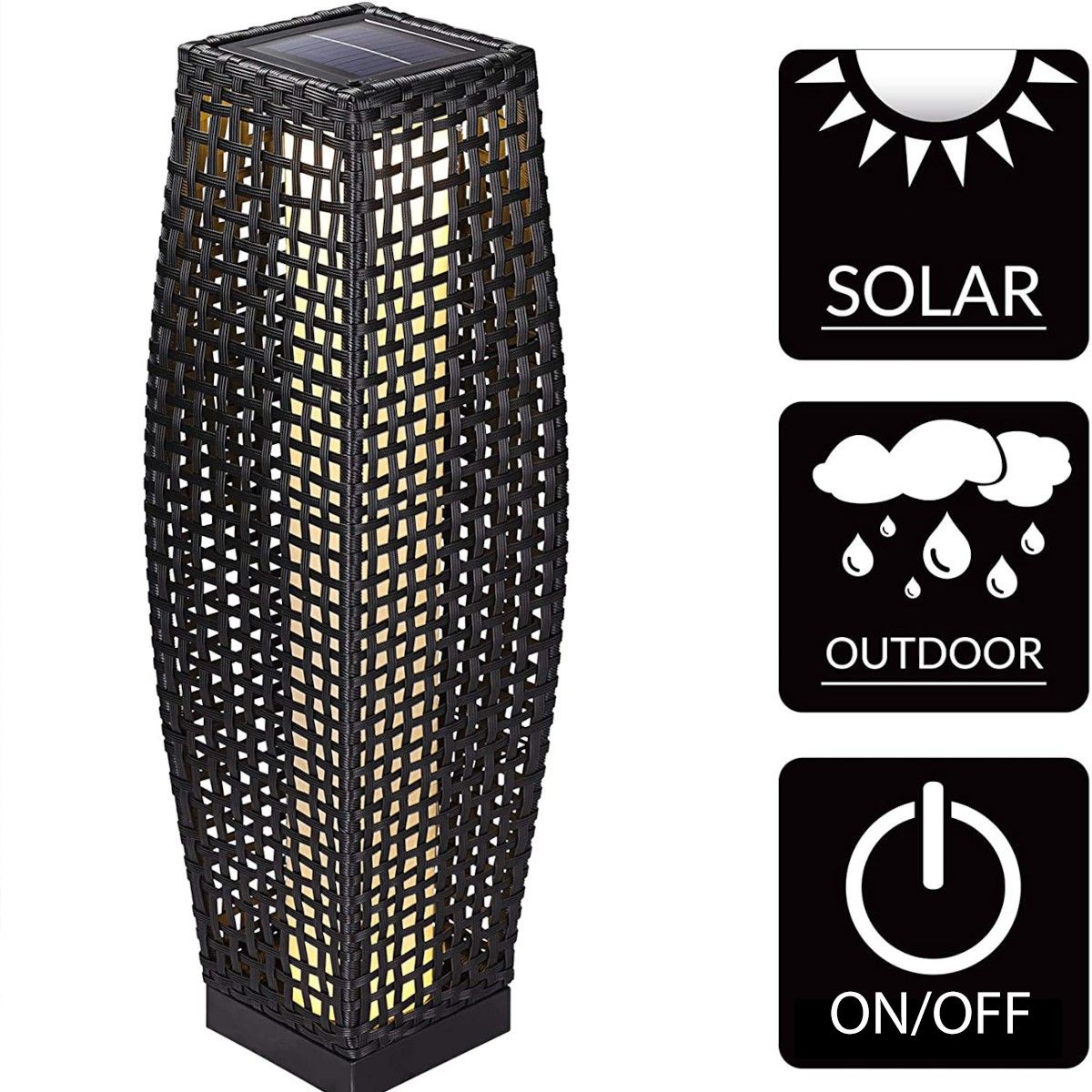 Lampa solara din poliratan, senzor amurg, baterie inclusa, protectie IP44, 80 cm, Evelyn