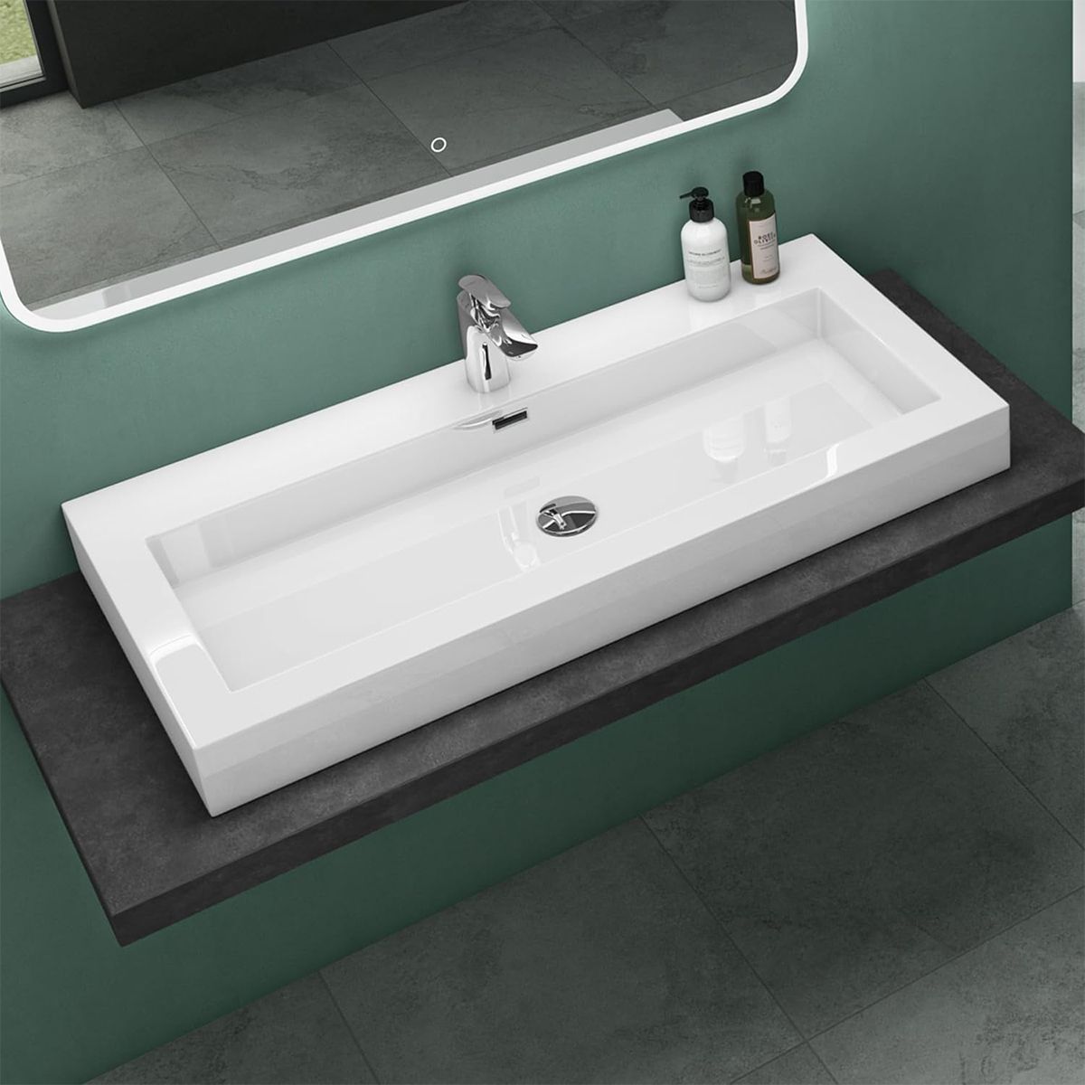 Lavoar 18, Alb, lucios, montaj suspendat, semi-incastrat sau pe blat, dimensiuni: 60, 73, sau 90 cm, compozit marmura