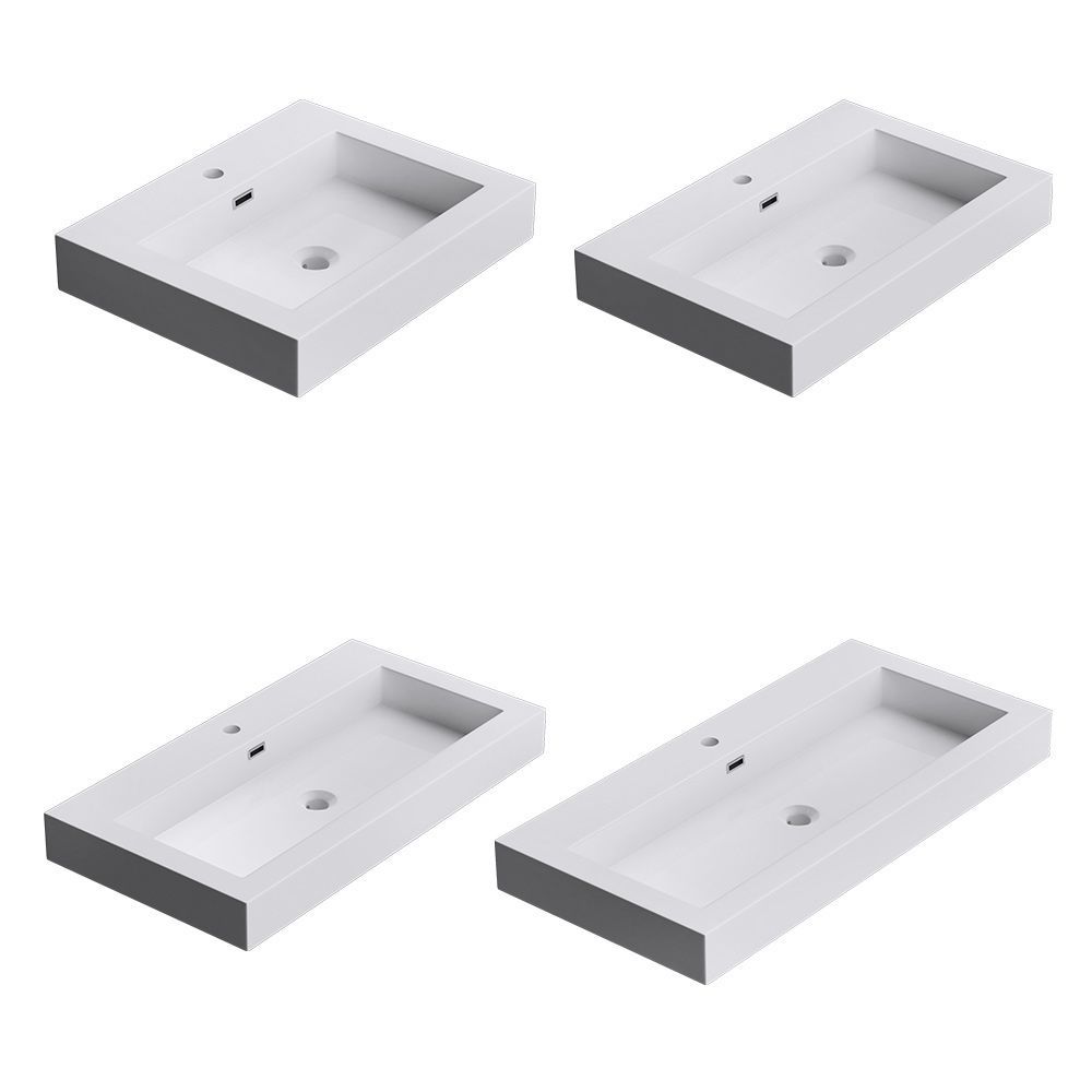 Lavoar 18, Alb, lucios, montaj suspendat, semi-incastrat sau pe blat, dimensiuni: 60, 73, sau 90 cm, compozit marmura