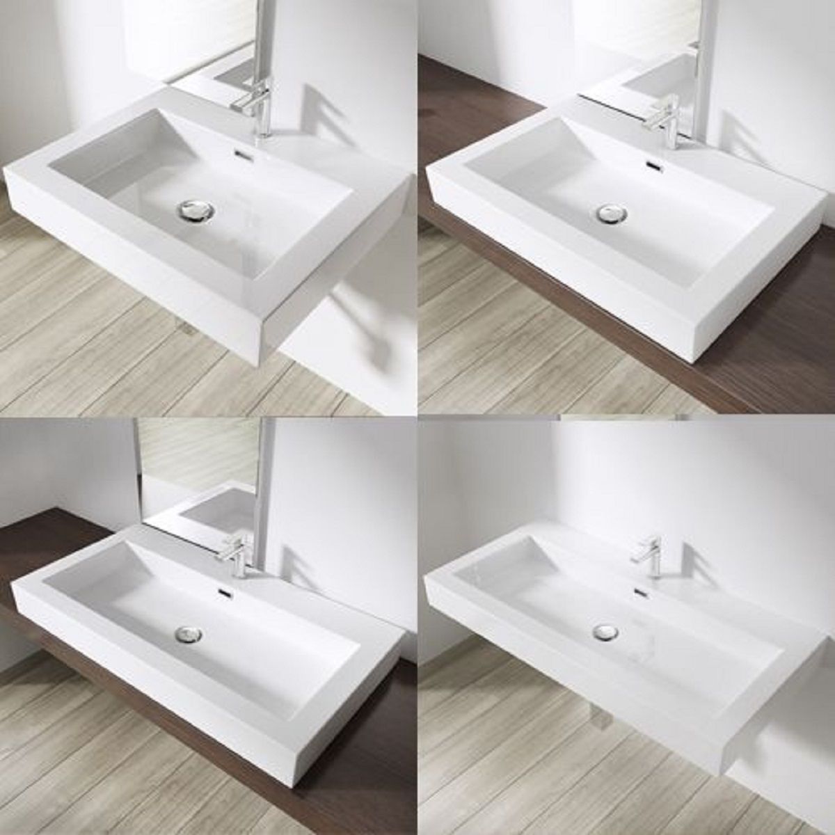 Lavoar 18, Alb, lucios, montaj suspendat, semi-incastrat sau pe blat, dimensiuni: 60, 73, sau 90 cm, compozit marmura