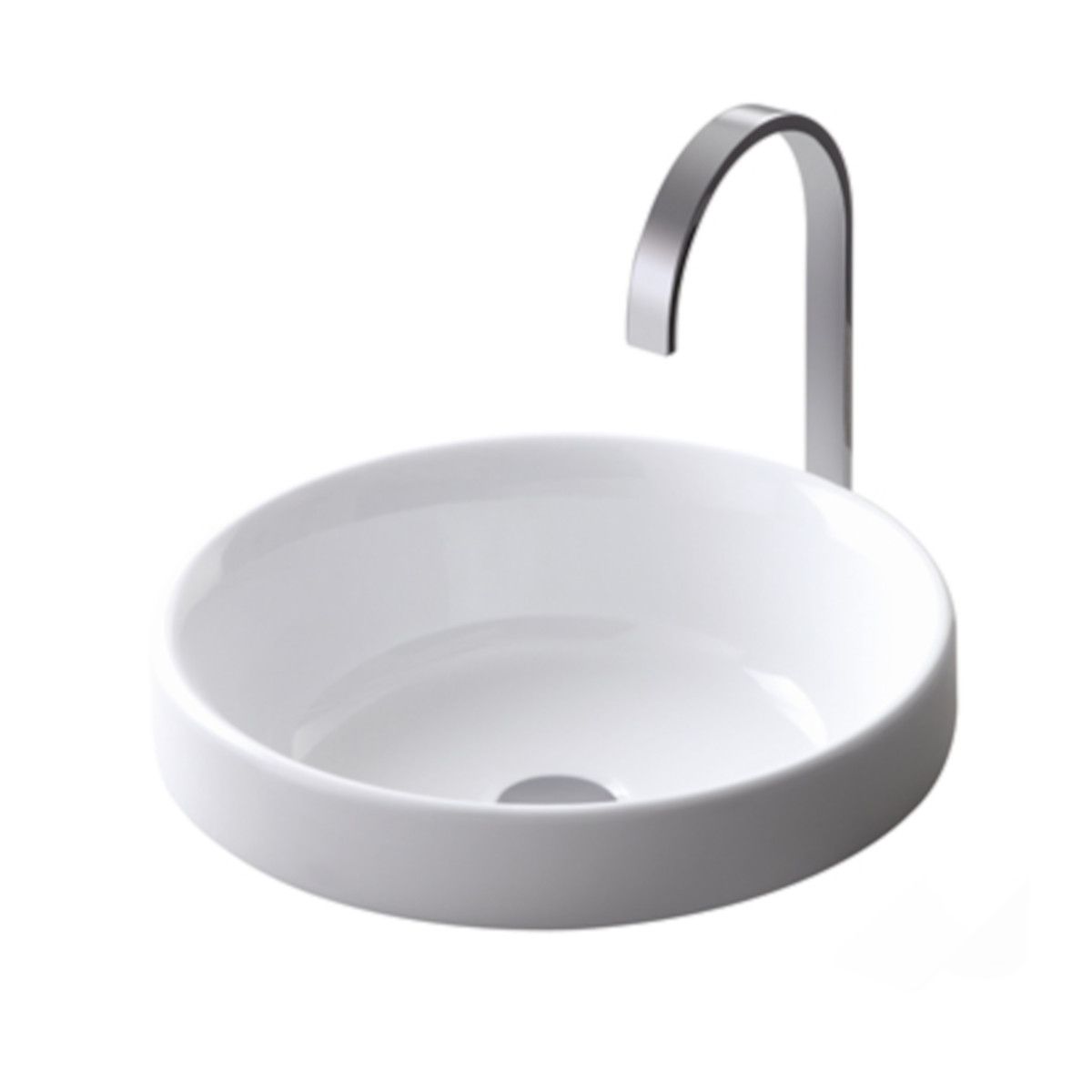 Lavoar, Alb, diametru 40 cm, fara gaura de baterie, montaj semi-incastrat, ceramica sanitara, Globus