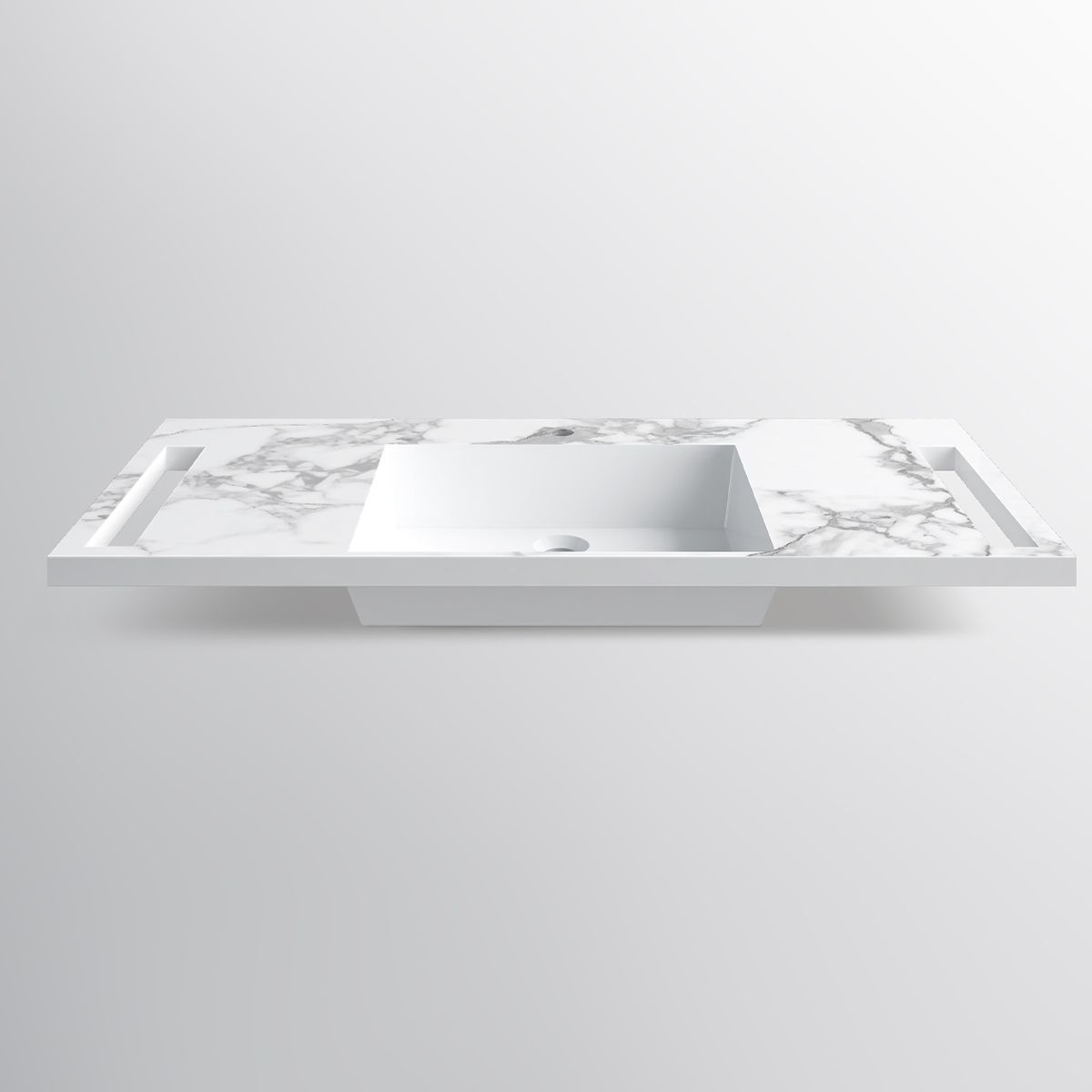 Lavoar, Alb  finisaj Carrara Arabescato, suport prosoape, compozit, montaj suspendat sau semi-incastrat, 105x55 cm, Lavanda