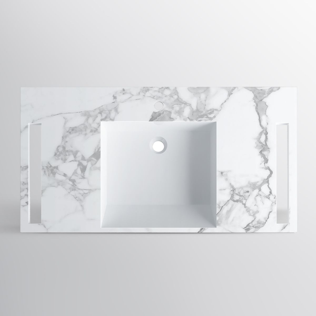 Lavoar, Alb  finisaj Carrara Arabescato, suport prosoape, compozit, montaj suspendat sau semi-incastrat, 105x55 cm, Lavanda