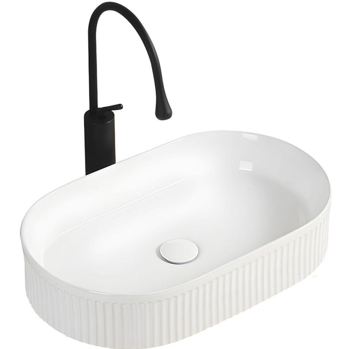 Lavoar, Alb Lucios, ceramica sanitara, 55x34 cm, montaj pe blat, Eliza