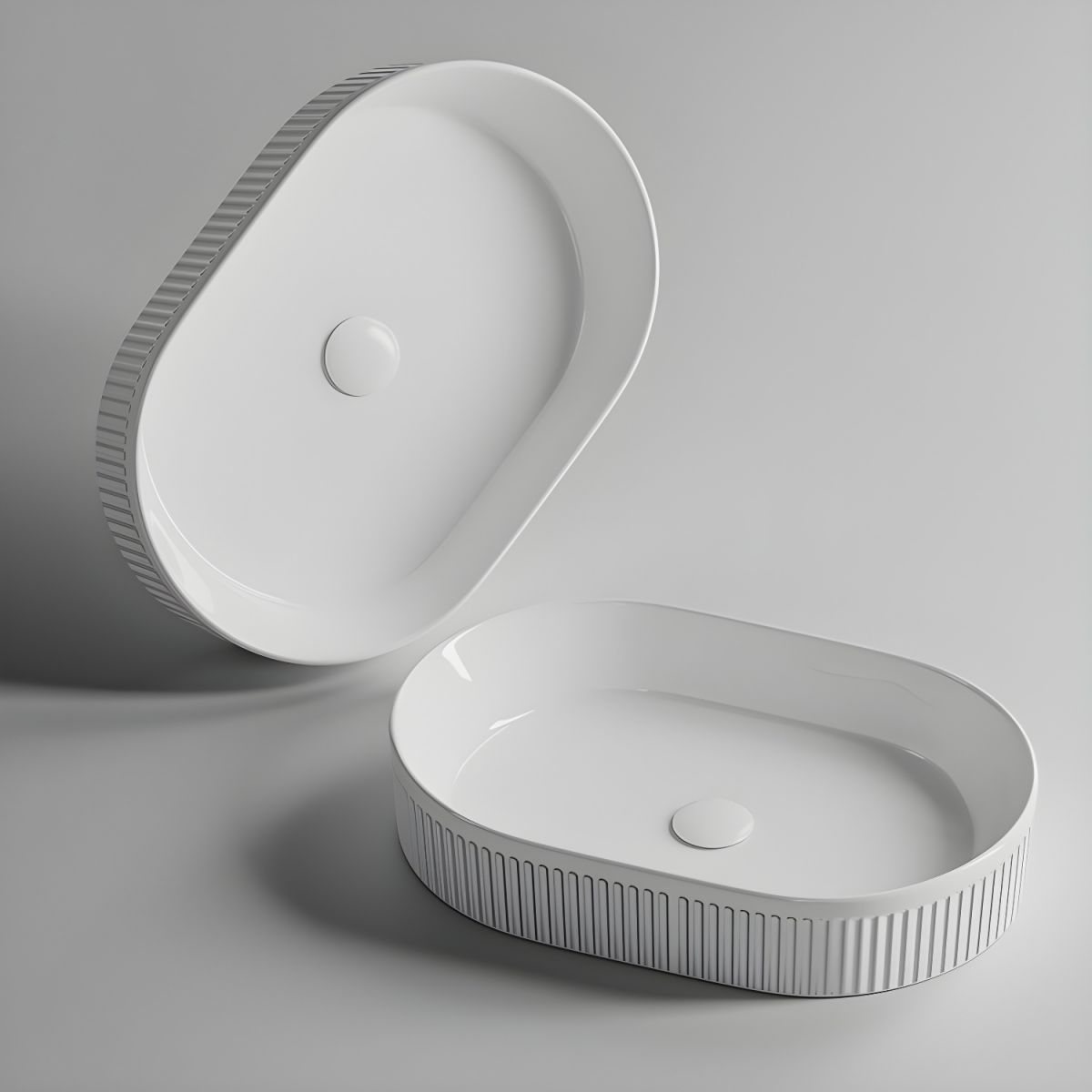 Lavoar, Alb Lucios, ceramica sanitara, 55x34 cm, montaj pe blat, Eliza