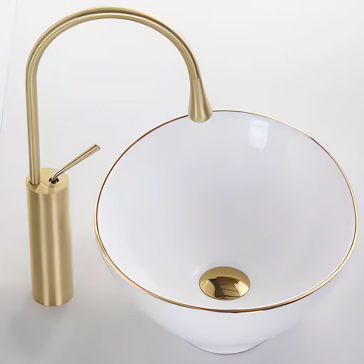 Lavoar, Alb Lucios, ceramica sanitara, 61x 36 cm, montaj pe blat, Luigi Gold Line