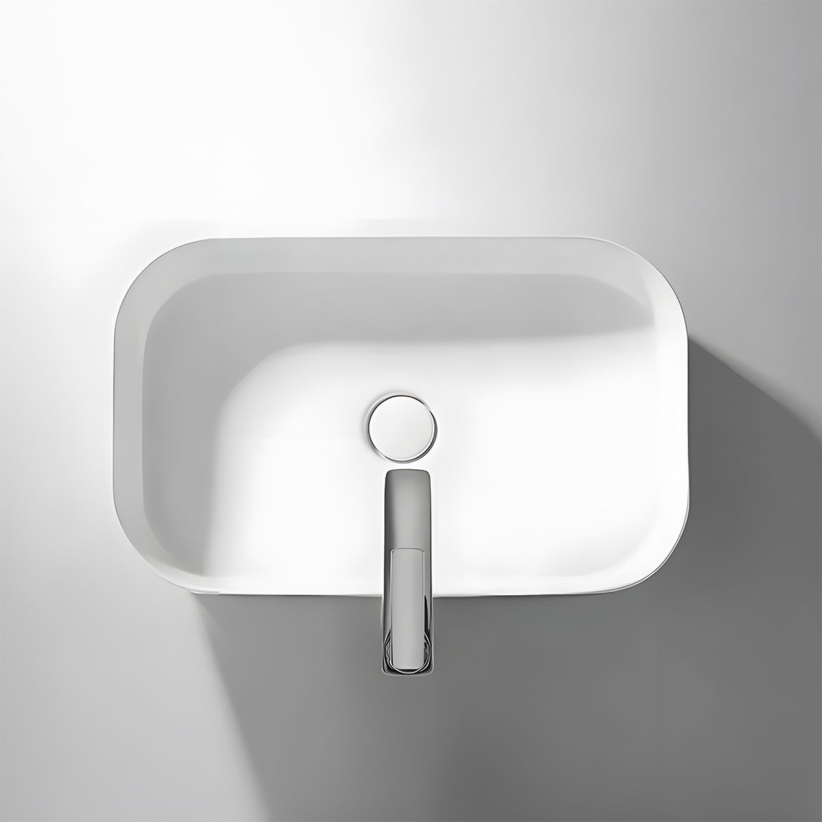 Lavoar Alb Lucios, ceramica sanitara, montaj pe blat, 61x38 cm, Puro