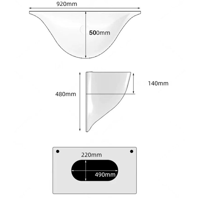 Lavoar Alb lucios, design ultra-subtire, montaj suspendat pe perete, 92x50 cm, Liam