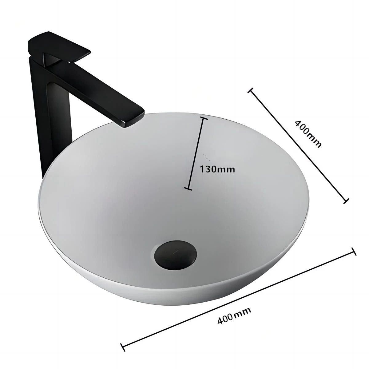 Lavoar, Alb Lucios, diametru 40 cm, ceramica sanitara, montaj pe blat, Leona