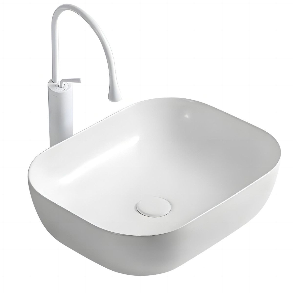 Lavoar, Alb Lucios, dimensiuni 45.5x 32 cm, ceramica sanitara, montaj pe blat, Nicoli