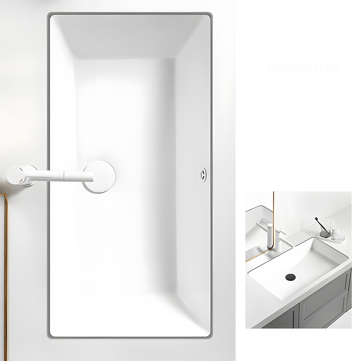 Lavoar, Alb Lucios, montaj incastrat sub blat, fara gaura de baterie, 70-80x40 cm, ceramica sanitara, Livia