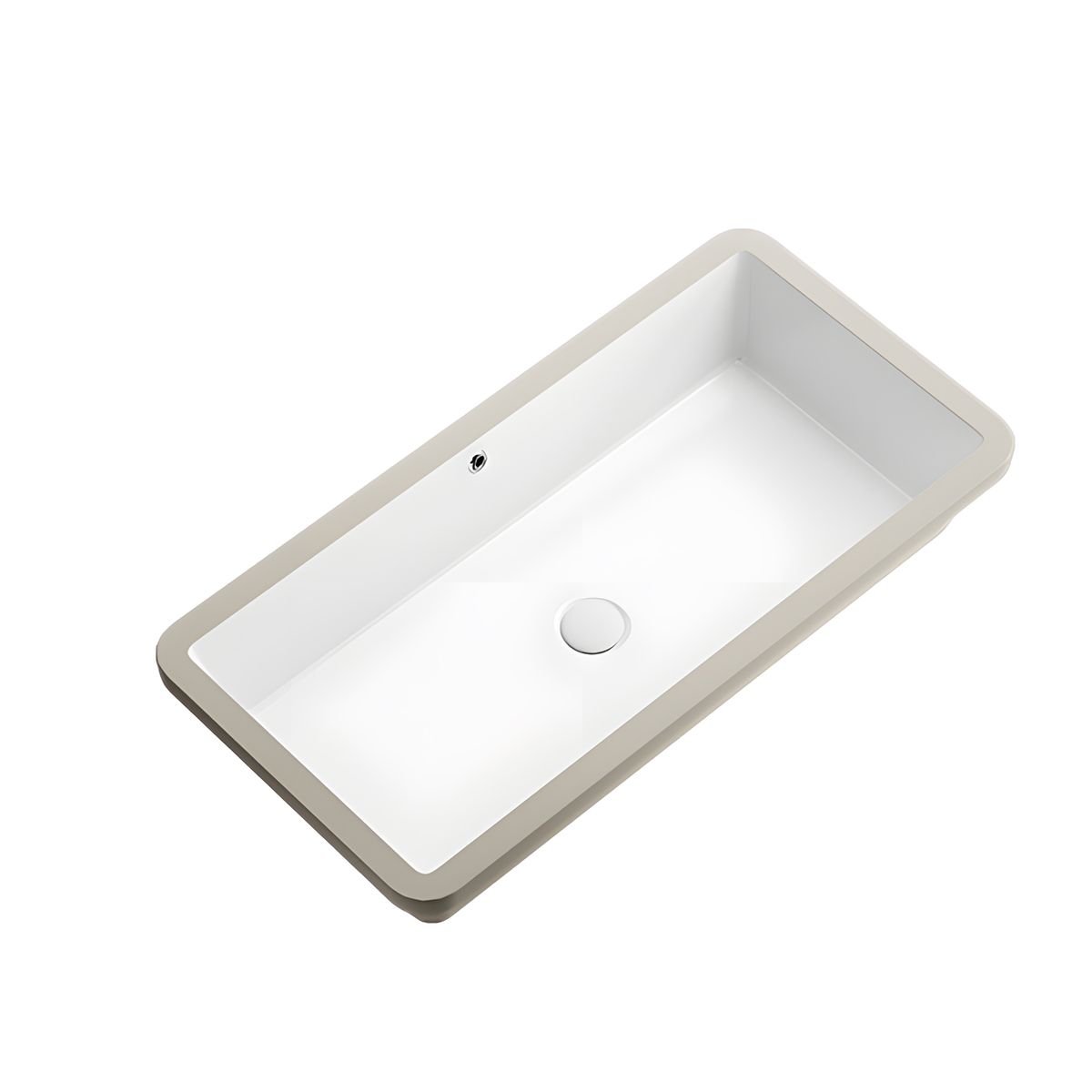 Lavoar, Alb Lucios, montaj incastrat sub blat, fara gaura de baterie, 70-80x40 cm, ceramica sanitara, Livia