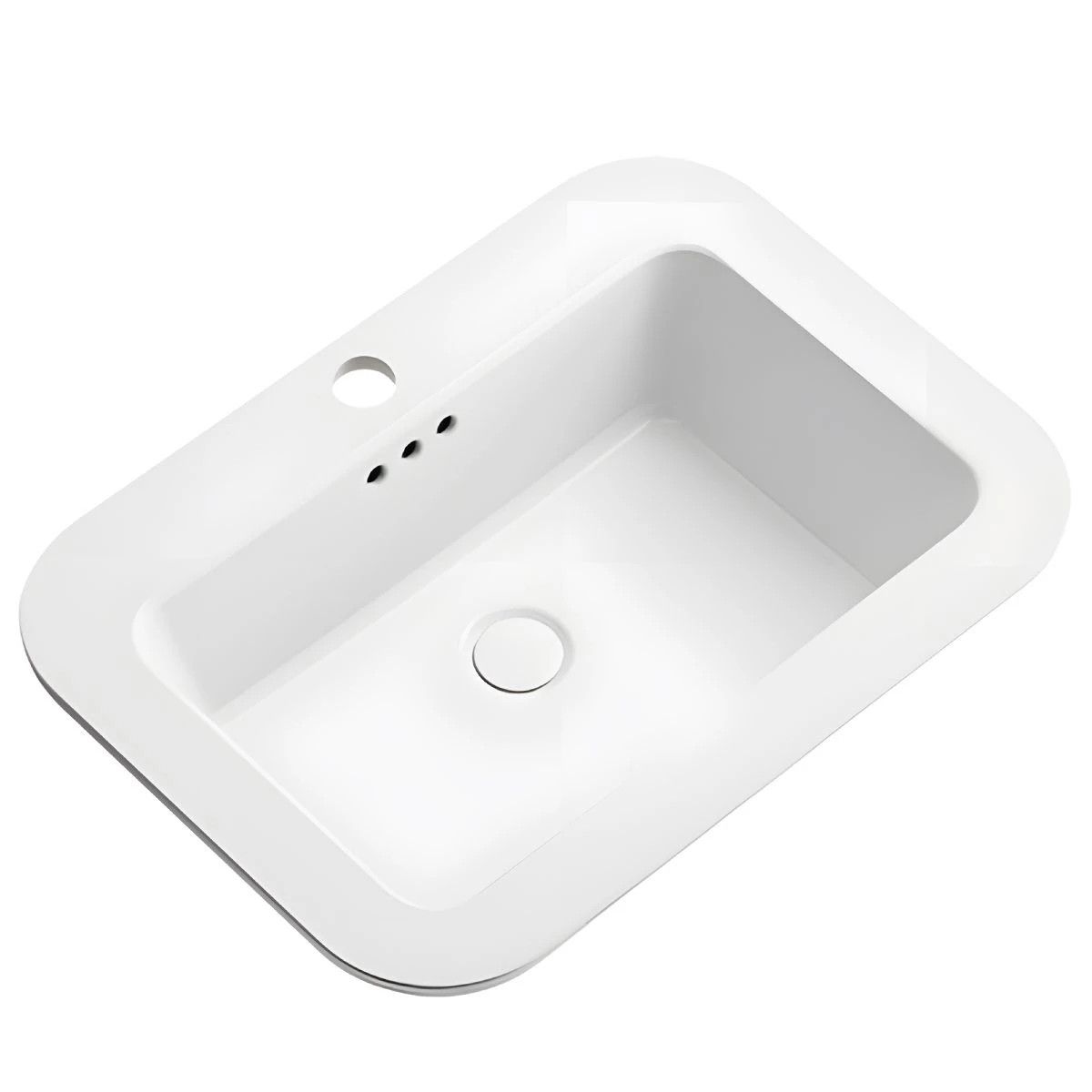 Lavoar, Alb Lucios, montaj semi-incastrat, cu gaura de baterie ceramica sanitara, 60x44 cm, Monza