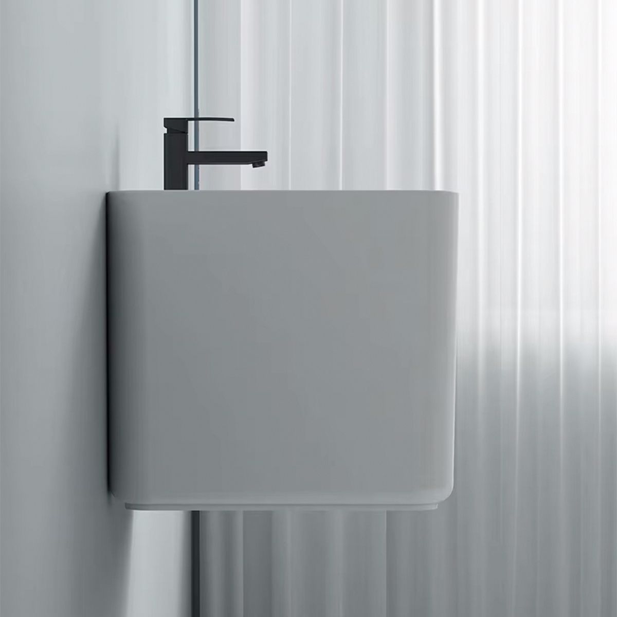 Lavoar, Alb Lucios, montaj suspendat, cu gaura de baterie 50x40 cm, Alfonso