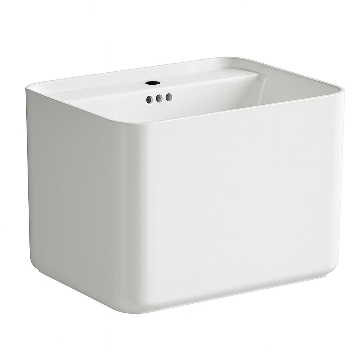 Lavoar, Alb Lucios, montaj suspendat, cu gaura de baterie 50x40 cm, Alfonso