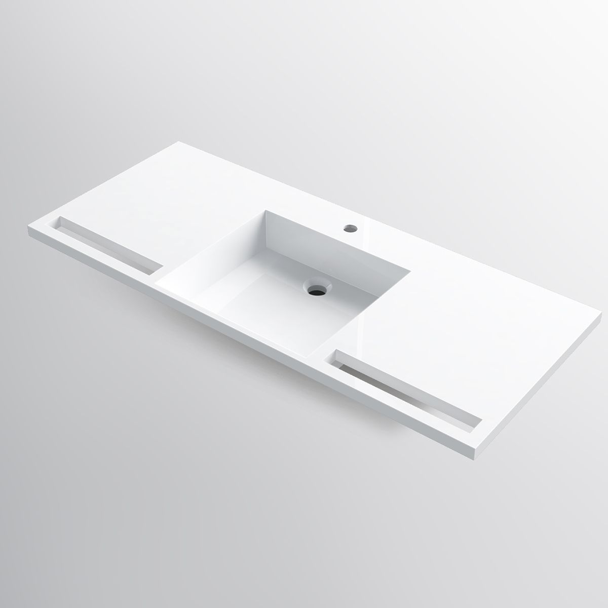 Lavoar, Alb Lucios, suport prosoape, compozit mineral , montaj suspendat pe perete sau semi-incastrat, 105-125x55 cm, Fuente