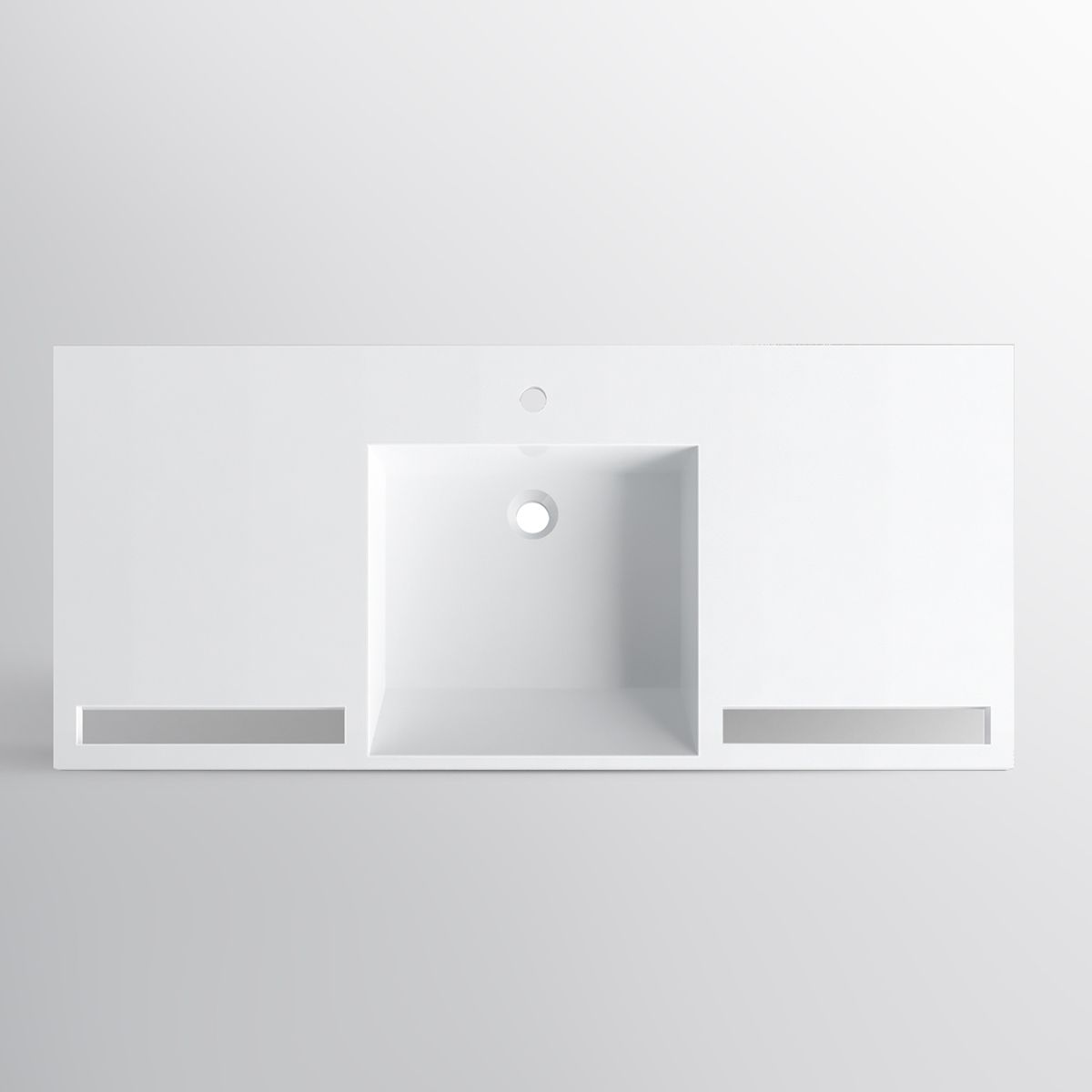 Lavoar, Alb Lucios, suport prosoape, compozit mineral , montaj suspendat pe perete sau semi-incastrat, 105-125x55 cm, Fuente