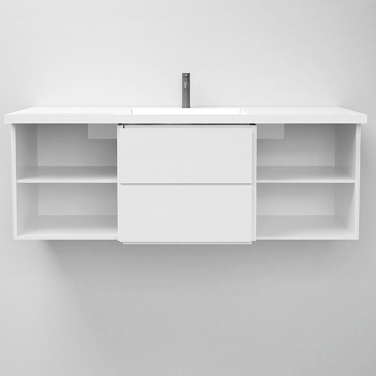 Lavoar, Alb Lucios, suport prosoape, compozit mineral , montaj suspendat pe perete sau semi-incastrat, 105-125x55 cm, Fuente