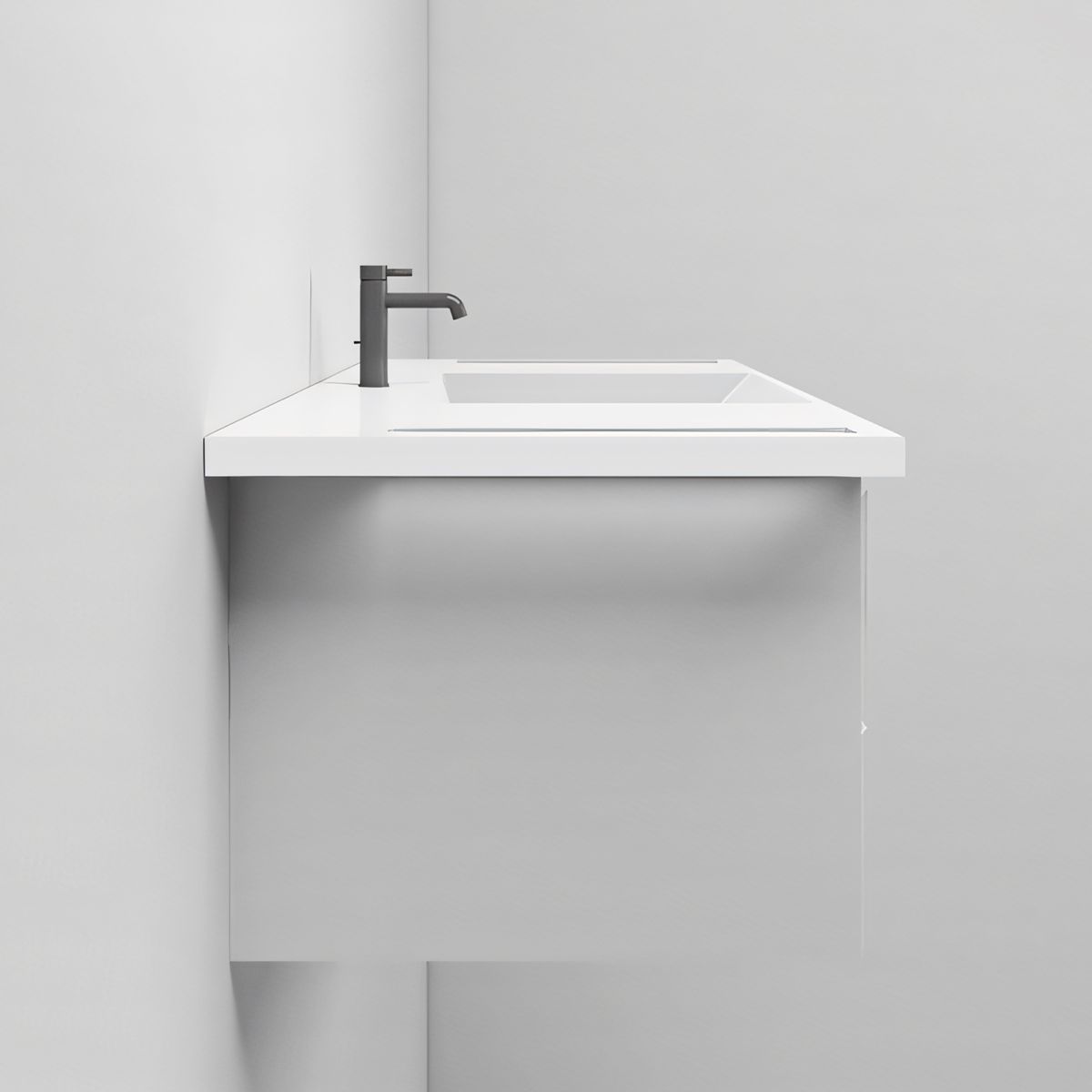 Lavoar, Alb Lucios,  suport prosoape laterale, compozit mineral , montaj suspendat sau semi-incastrat, 105x55 cm, Lavanda