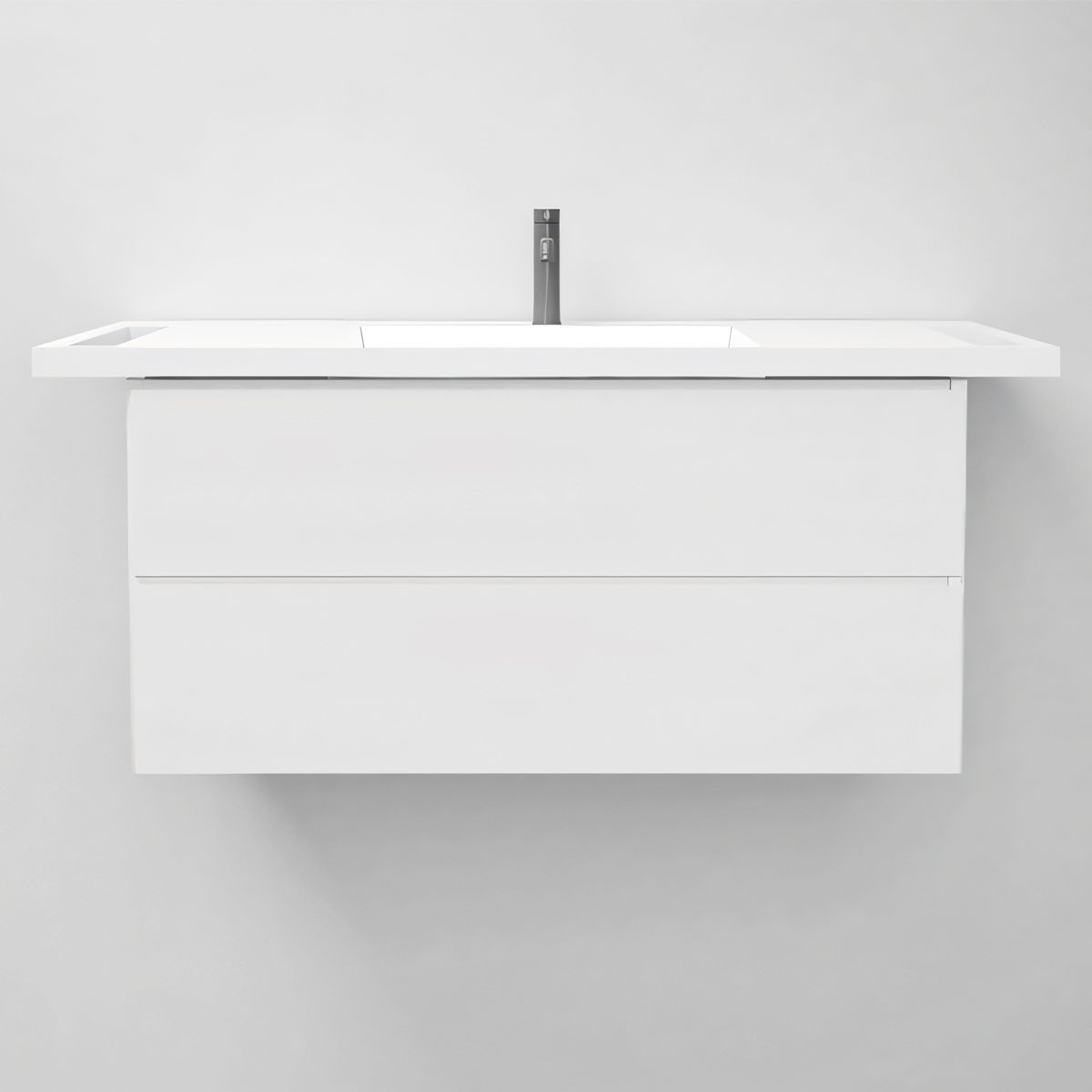 Lavoar, Alb Lucios,  suport prosoape laterale, compozit mineral , montaj suspendat sau semi-incastrat, 105x55 cm, Lavanda