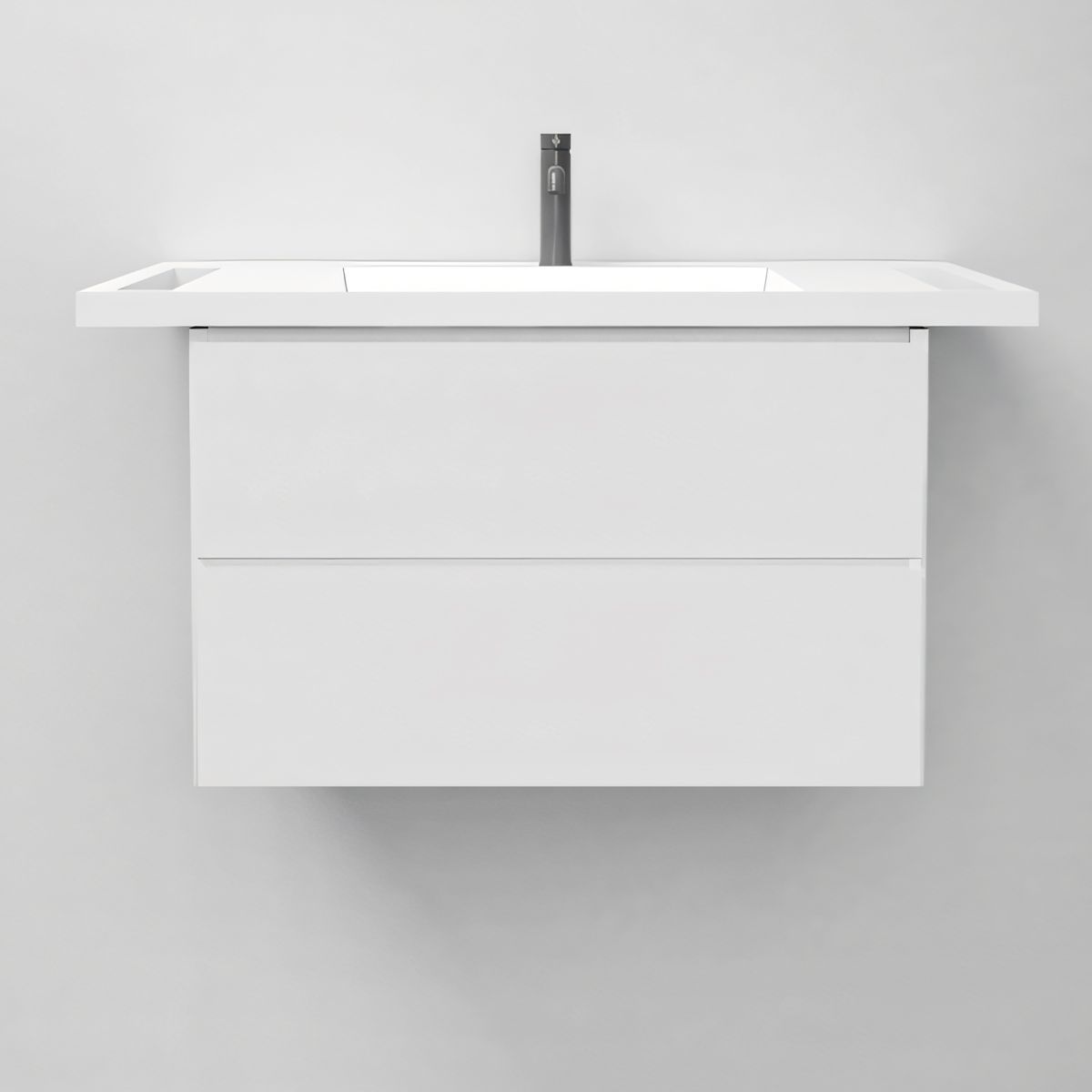 Lavoar, Alb Lucios,  suport prosoape laterale, compozit mineral , montaj suspendat sau semi-incastrat, 85x55 cm, Lavanda