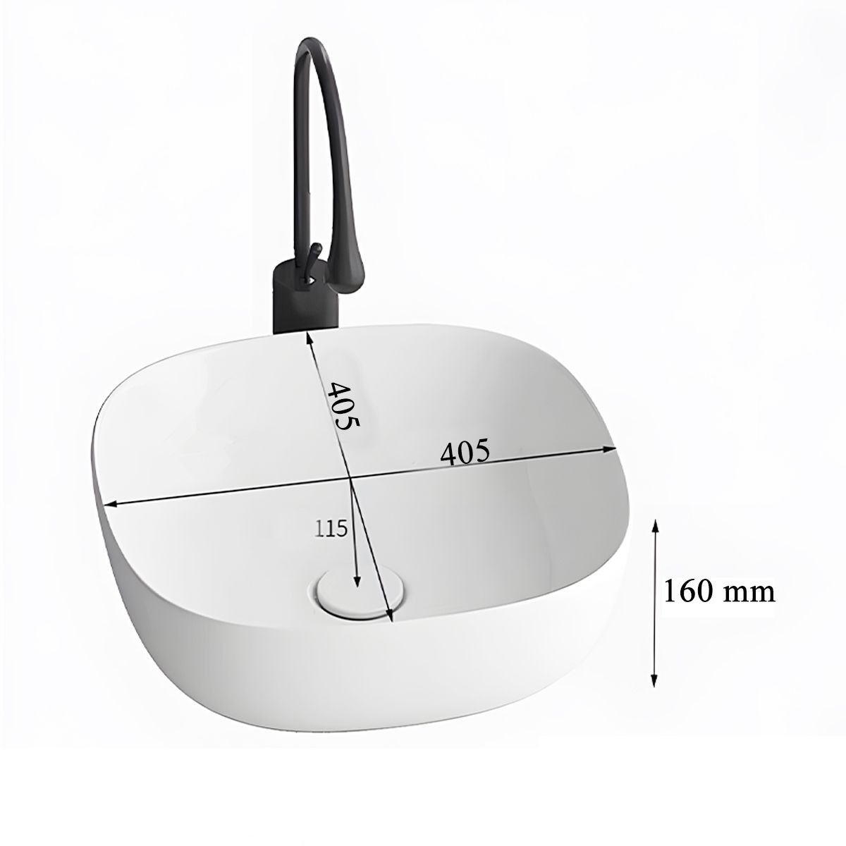Lavoar, Alb Mat, ceramica sanitara, montaj pe blat, 40.5x40.5 cm, Viva