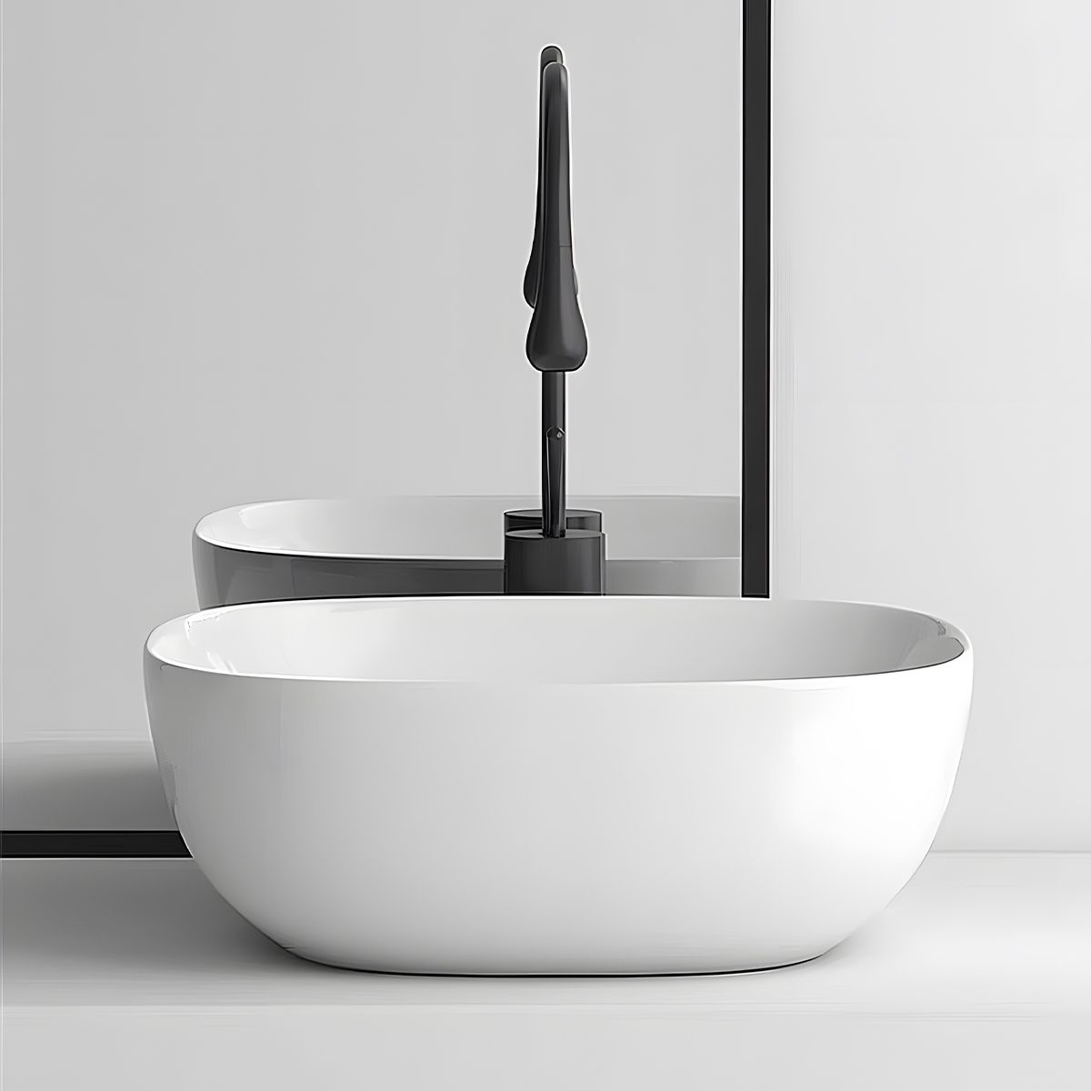 Lavoar, Alb Mat, ceramica sanitara, montaj pe blat, 40.5x40.5 cm, Viva
