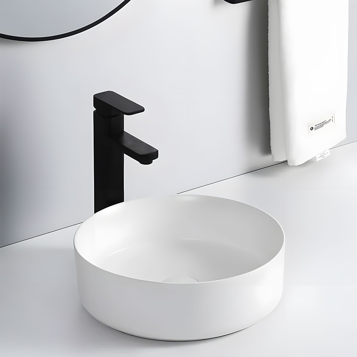 Lavoar, Alb Lucios, ceramica sanitara, montaj pe blat, diametru 42 cm, Linea