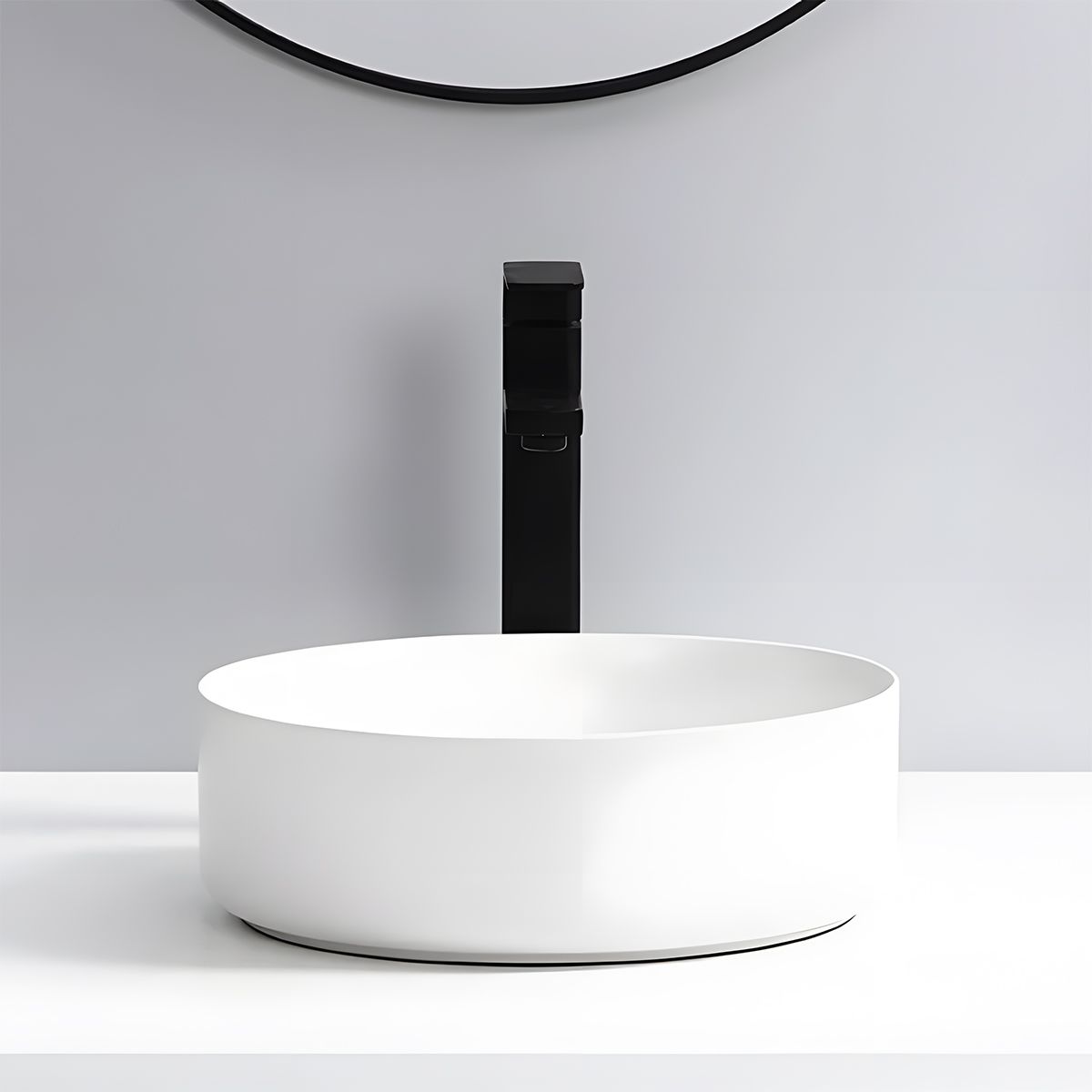 Lavoar, Alb Lucios, ceramica sanitara, montaj pe blat, diametru 42 cm, Linea
