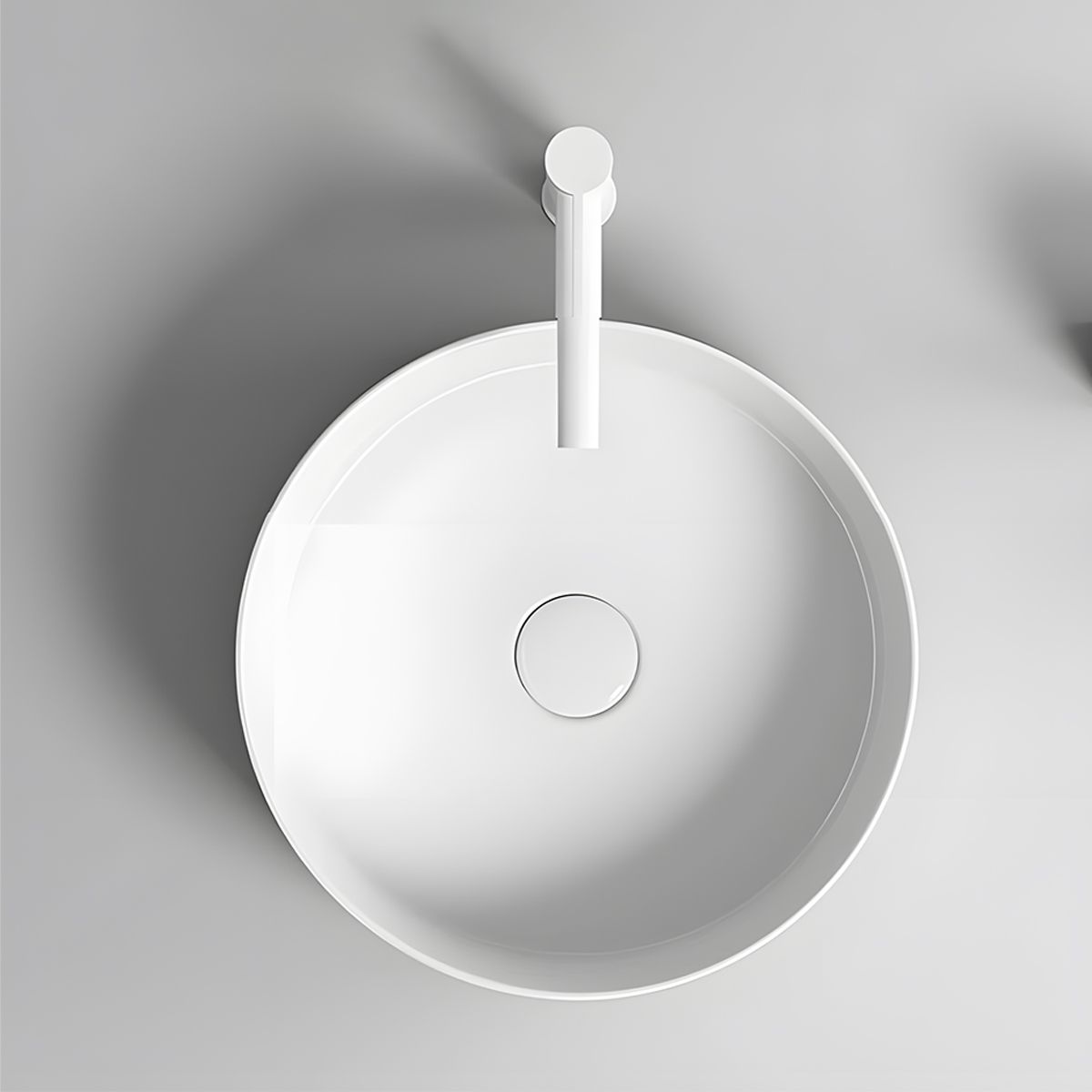Lavoar, Alb Lucios, ceramica sanitara, montaj pe blat, diametru 42 cm, Linea