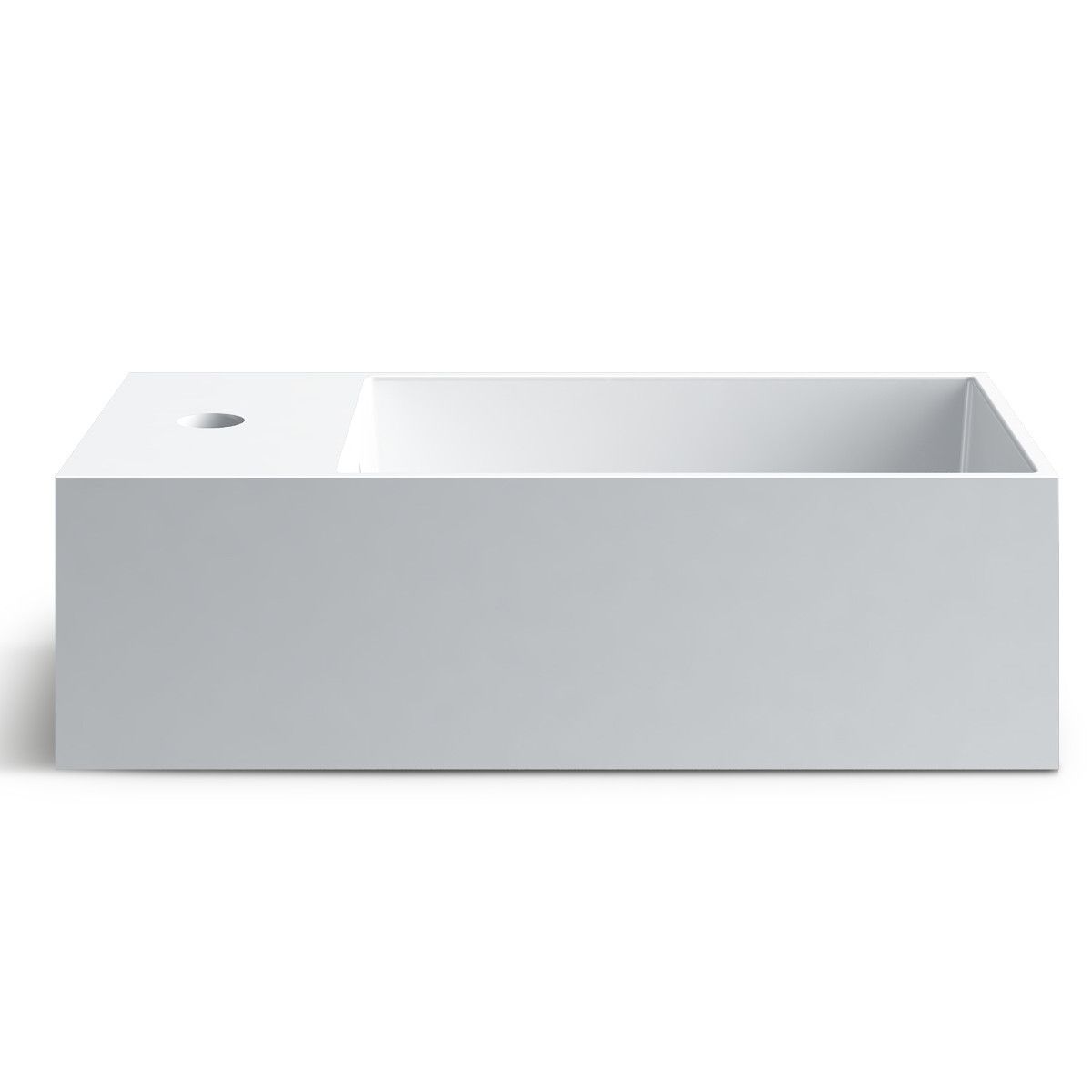 Lavoar Anabel, compozit mineral, montaj suspendat sau pe blat, gaura de baterie pe stanga, 48x24 cm