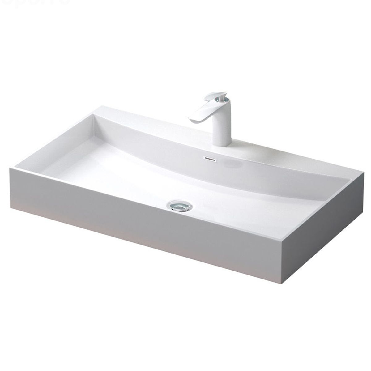Lavoar, compozit mineral, montaj pe blat, Alb Lucios, 80x45, EGO-34