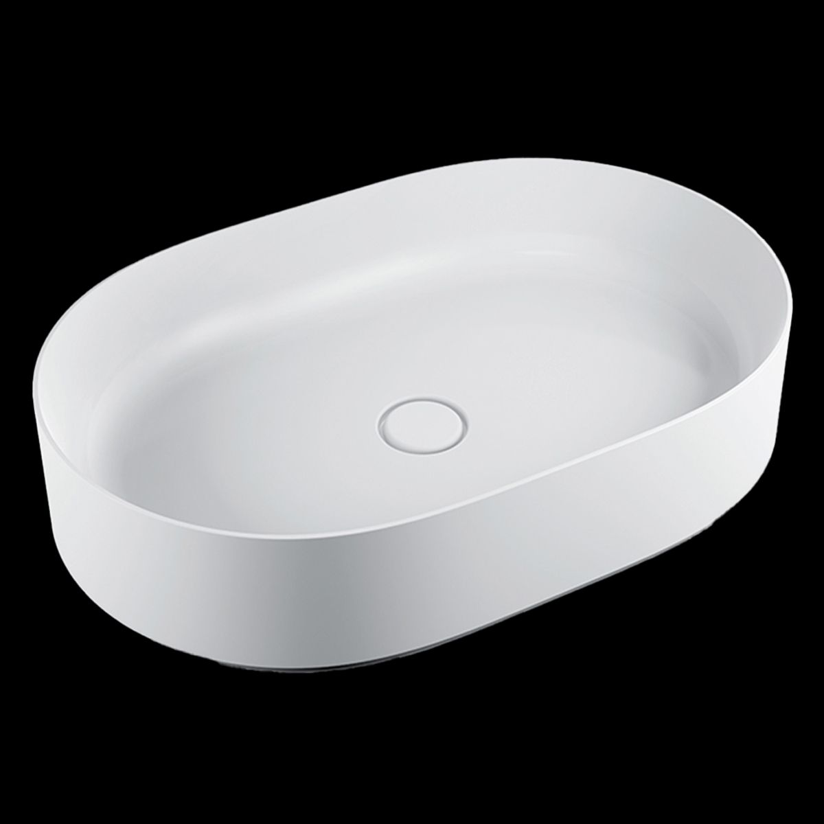 Lavoar compozit mineral, montaj pe blat, ventil alb inclus, 58x38 cm, Alb Lucios, Alto