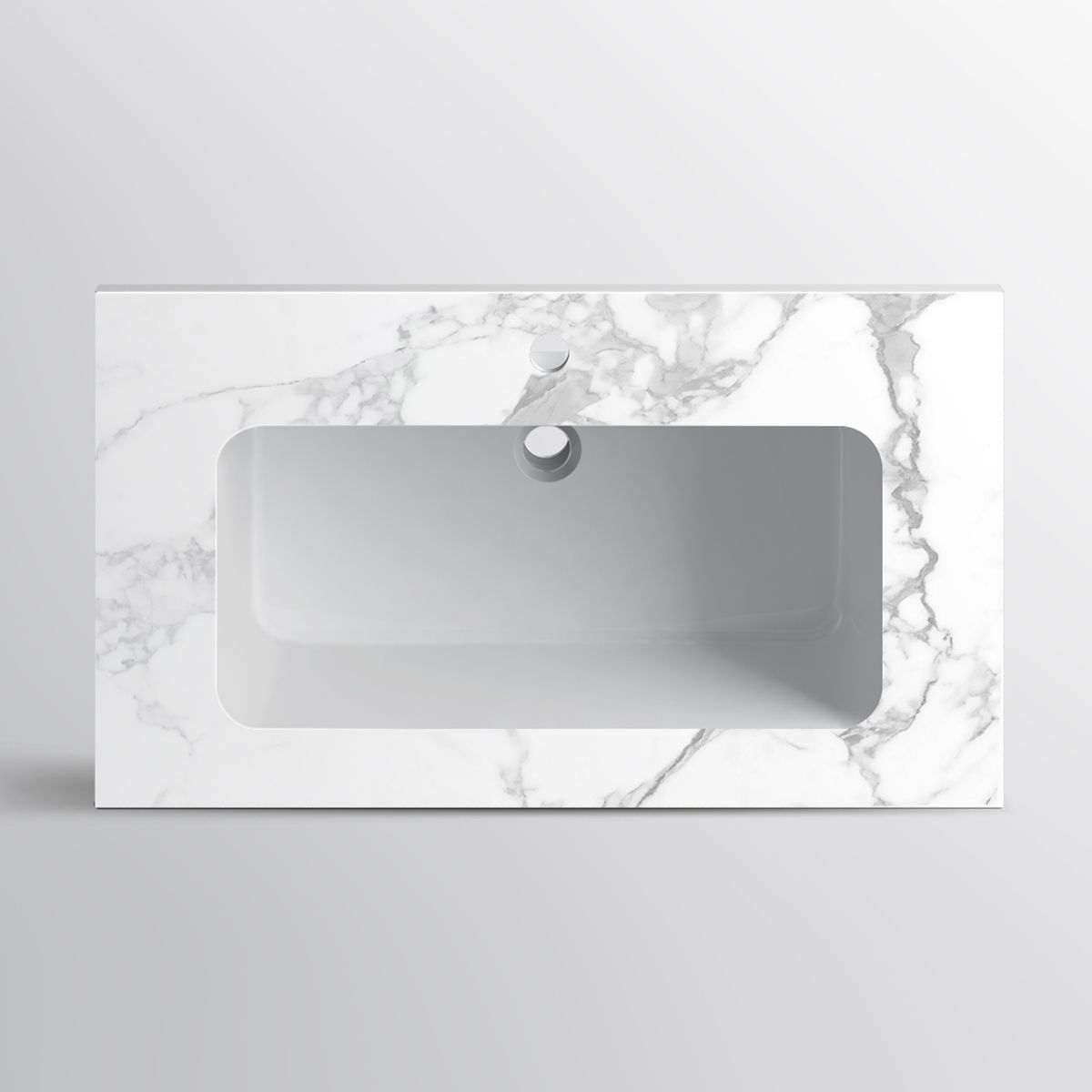 Lavoar, compozit mineral, montaj semi-incastrat, cu gaura de baterie, 61-91x46 cm, Cortina