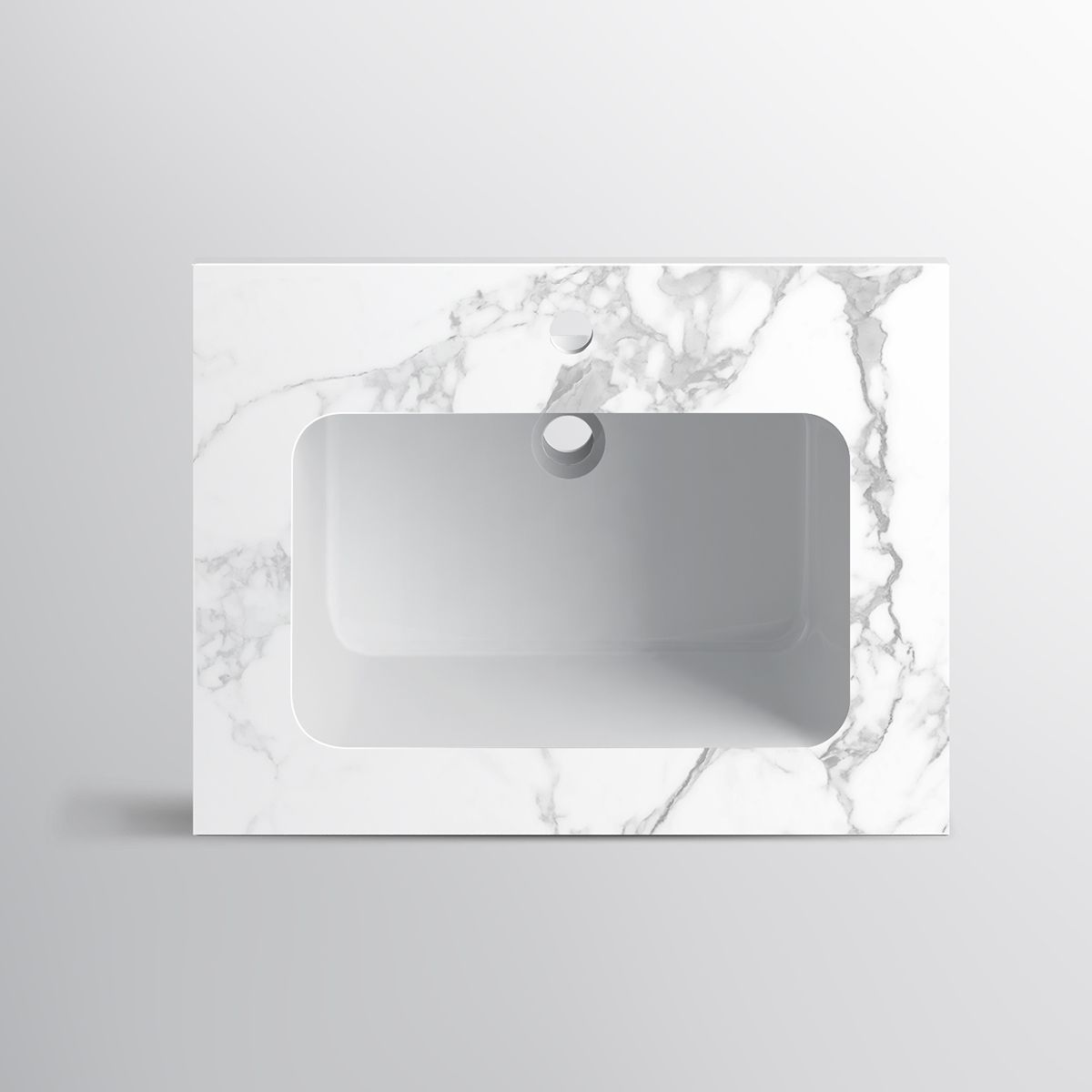 Lavoar, compozit mineral, montaj semi-incastrat, cu gaura de baterie, 61-91x46 cm, Cortina