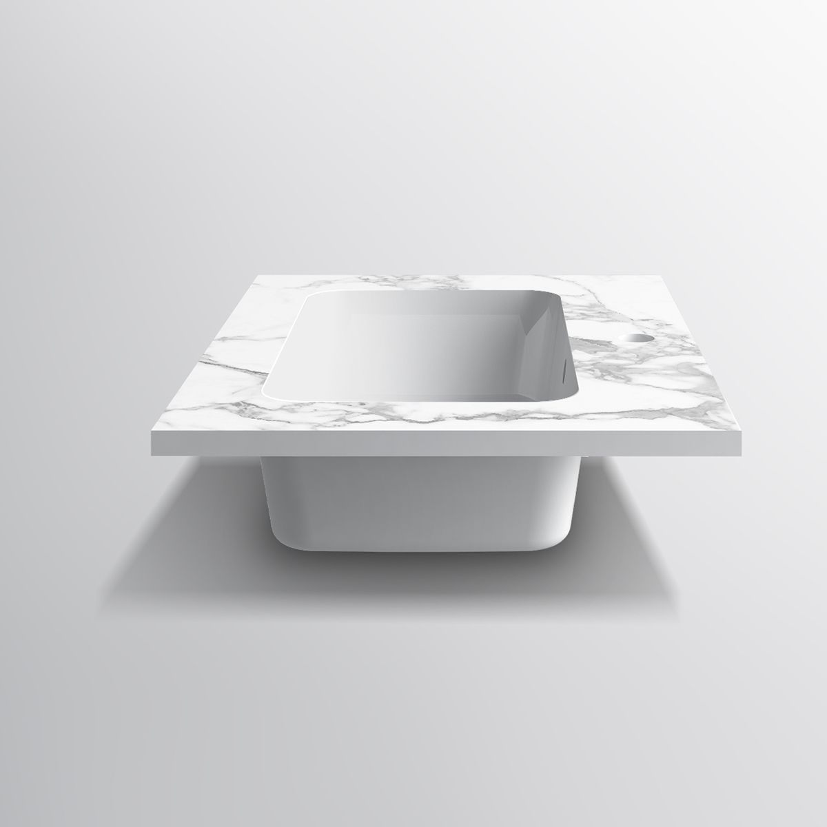 Lavoar, compozit mineral, montaj semi-incastrat, cu gaura de baterie, 61-91x46 cm, Cortina