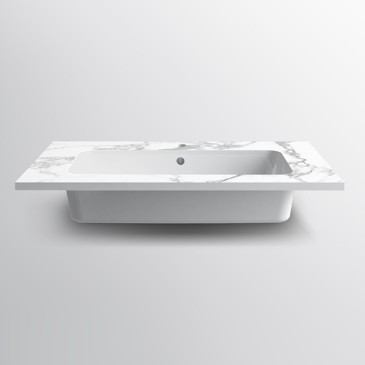 Lavoar, compozit mineral, montaj semi-incastrat, cu gaura de baterie, 61-91x46 cm, Cortina
