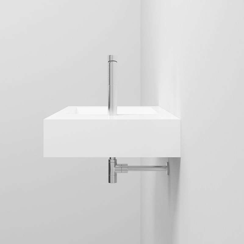 Lavoar, compozit mineral, montaj suspendat, cu gaura de baterie pe partea dreapta, 85x47 cm, Veloce
