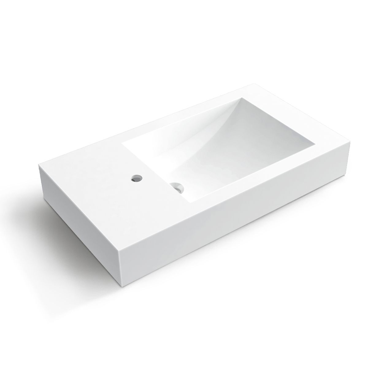 Lavoar, compozit mineral, montaj suspendat, cu gaura de baterie pe partea stanga, 95x47 cm, Veloce