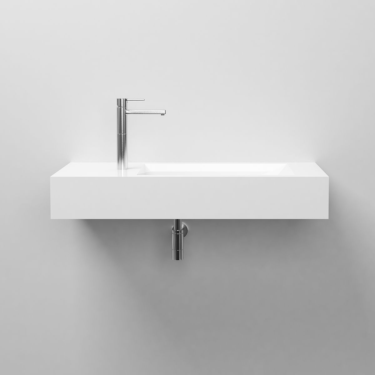 Lavoar, compozit mineral, montaj suspendat, cu gaura de baterie pe partea stanga, 95x47 cm, Veloce
