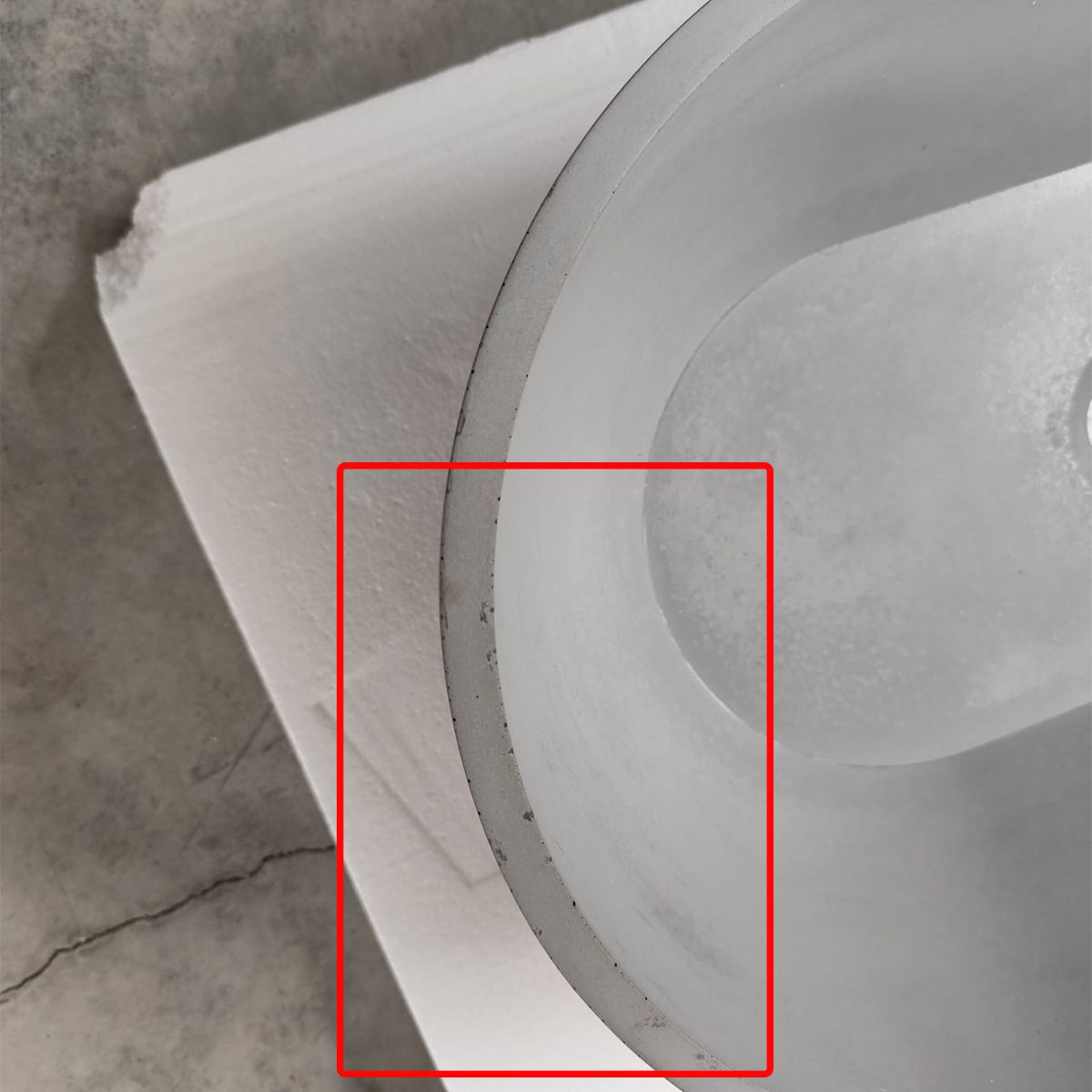Lavoar compozit mineral, Resiginat, culoare Gri concrete, montaj pe blat, 65x35 cm, Pedro