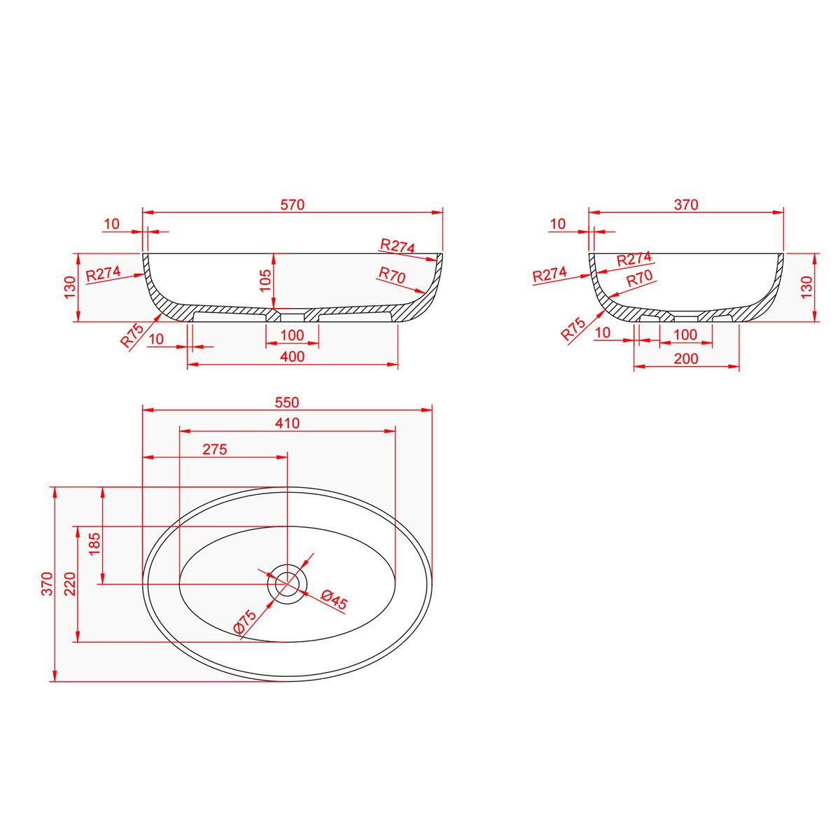 Lavoar, CristalMood, culoarea graului, transparent, ventil crom inclus, 55x37 cm, montaj pe blat, Siena